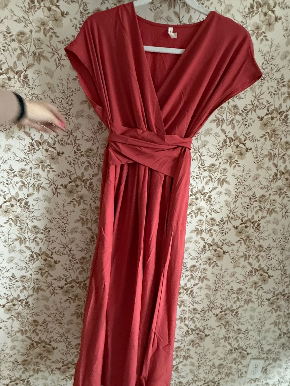 HALARA Rust-Red Midi Wrap Dress